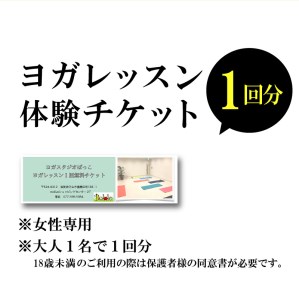 ヨガレッスン１回体験チケット チケット 女性専用 常温 ヨガ スタジオ 初めての人でも安心  DF-0001