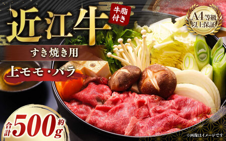 A4等級以上保証！！ 近江牛すき焼用 約500g 牛脂付き 【近江牛専門店かねきち】 近江牛 牛肉 お肉 ニク にく 肉 冷凍 国産 すきやき すき焼き A4