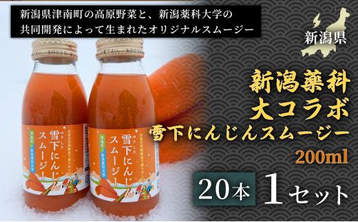 【甘みたっぷりスムージー】新潟薬科大コラボ 雪下にんじんスムージー 200ml（20本1箱） １セット 新潟県 津南町 美容スムージー デトックスジュース 腸活スムージー