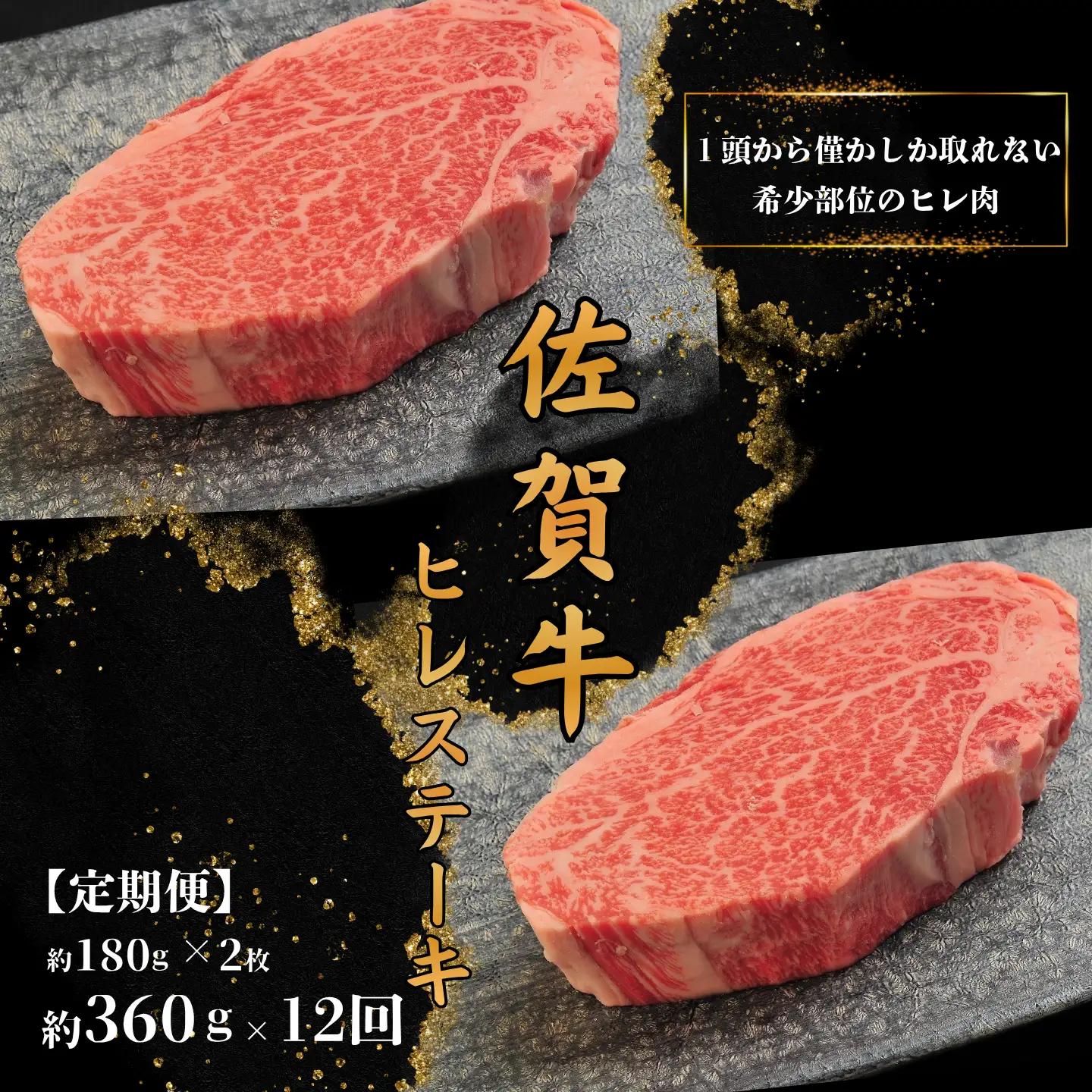 【12回定期便】佐賀牛ヒレステーキ(約180g×2枚)：C469-001