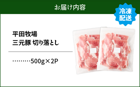 日本の米育ち平田牧場 三元豚切り落とし 500g×2パック（計1kg）　T036-004 肉 お肉 にく 食品 苫小牧市産 人気 おすすめ 送料無料 ギフト