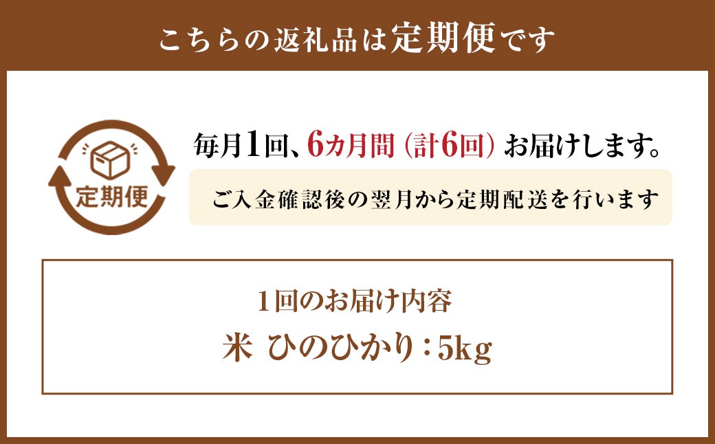 米ひのひかり5kg6ヶ月連続定期便