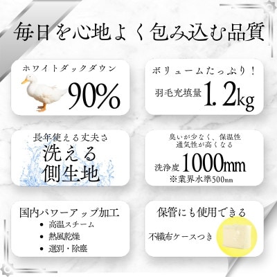 洗える羽毛合い掛け布団シングル ダウン90%350dp羽毛1.2kg 北欧デザイン ベージュ