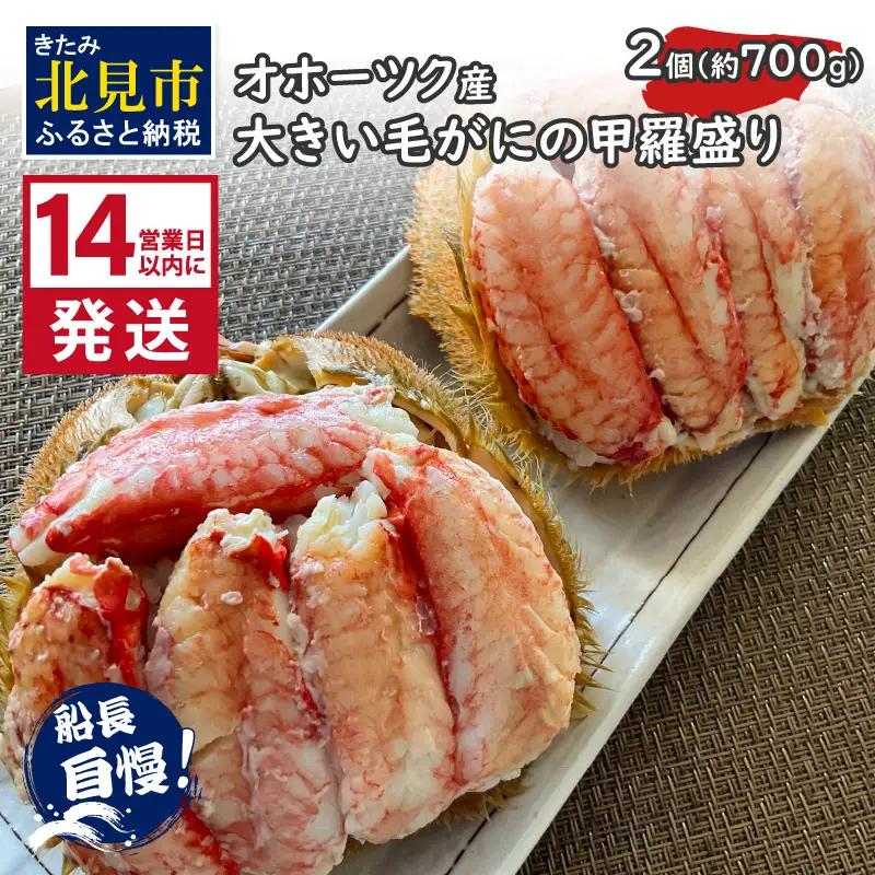《14営業日以内に発送》オホーツク産 大きい毛がにの甲羅盛り 2個入り 冷凍 ( 毛がに かに カニ 蟹 甲羅盛 魚介類 北海道 )【114-0074】