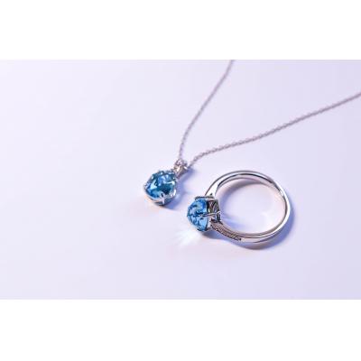 ふるさと納税 甲府市 K18WG スイスブル-トパーズ ローズカット ダイヤモンドネックレスVO0073PK18WG |  | 02