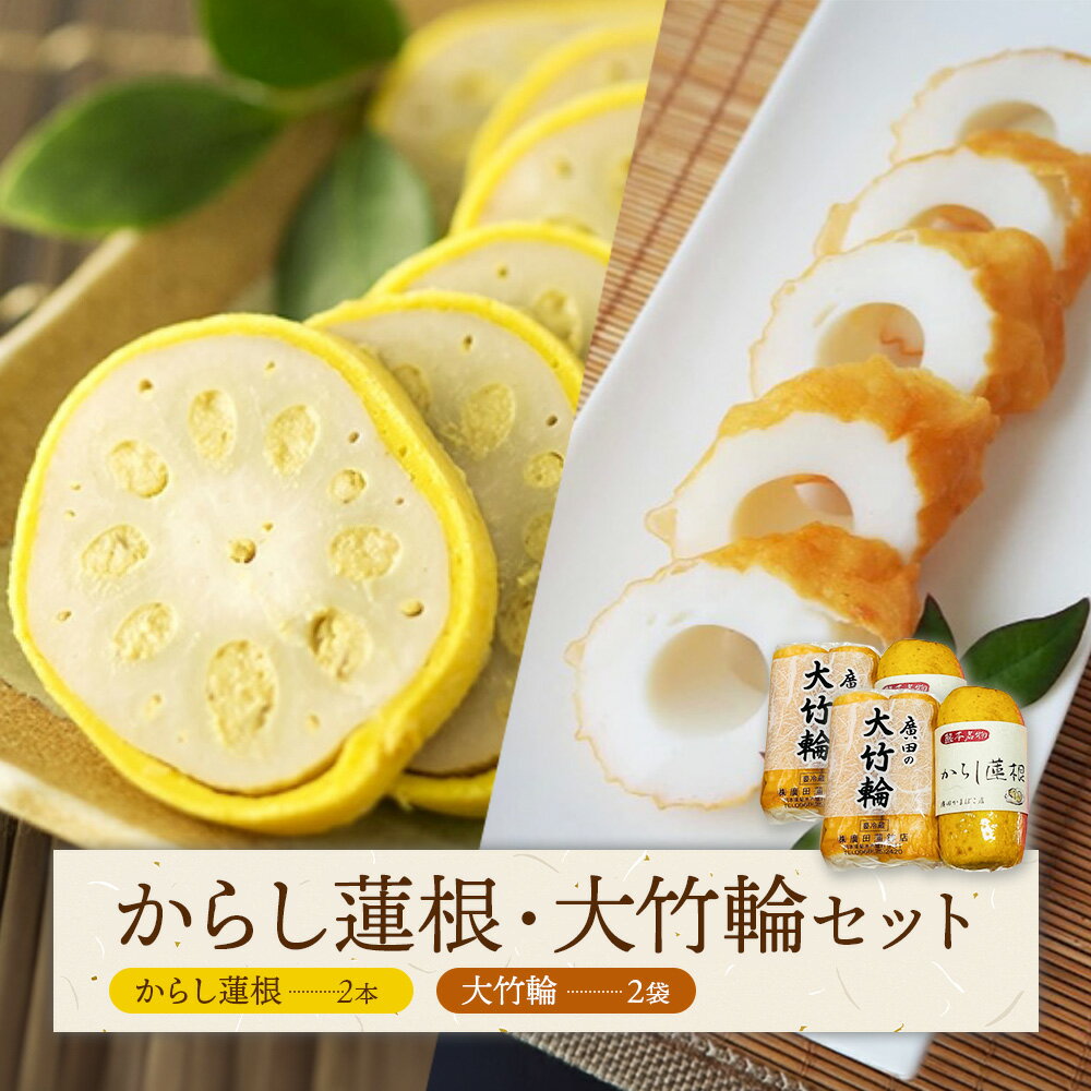 【ふるさと納税】からし蓮根 大竹輪 セット 2種類 各2個 廣田蒲鉾店《30日以内に出荷予定(土日祝除く)》ちくわ 竹輪 辛子蓮根 レンコン 揚げたて 郷土料理 名産品 土産 熊本県 菊池市 おつまみ 惣菜 冷蔵 送料無料