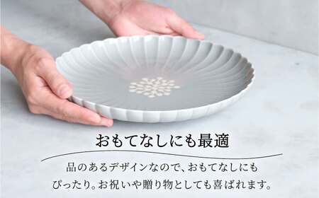【波佐見焼】フラワー 菊割8号皿 2枚セット グレー【西海陶器】[OA379]