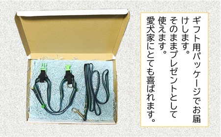 トイプードル向けハーネス＆リード(カラー：紺緑紺)【001-018-5】