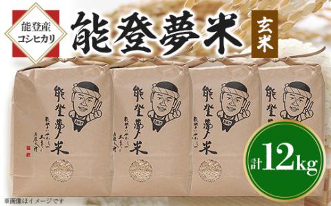 【令和6年産】能登産コシヒカリ　能登夢米12kg(玄米3kg×4袋)