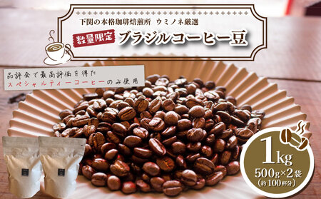 【豆】 訳あり コーヒー豆 1kg ( 500g × 2袋 ) ブラジル ( コーヒー 珈琲 コーヒー豆 出荷当日 自家焙煎 数量限定 スペシャルティコーヒー ブラジルコーヒー コーヒータイム こだわ