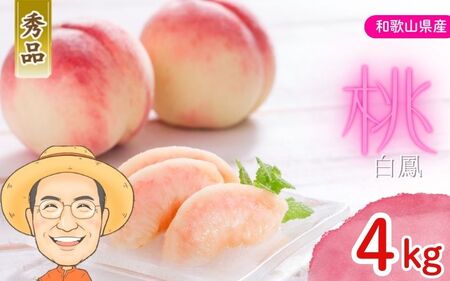 桃 白鳳 約4kg 箱 (13～15個) 【秀品】 カキエモン農園【BX-kkem028】