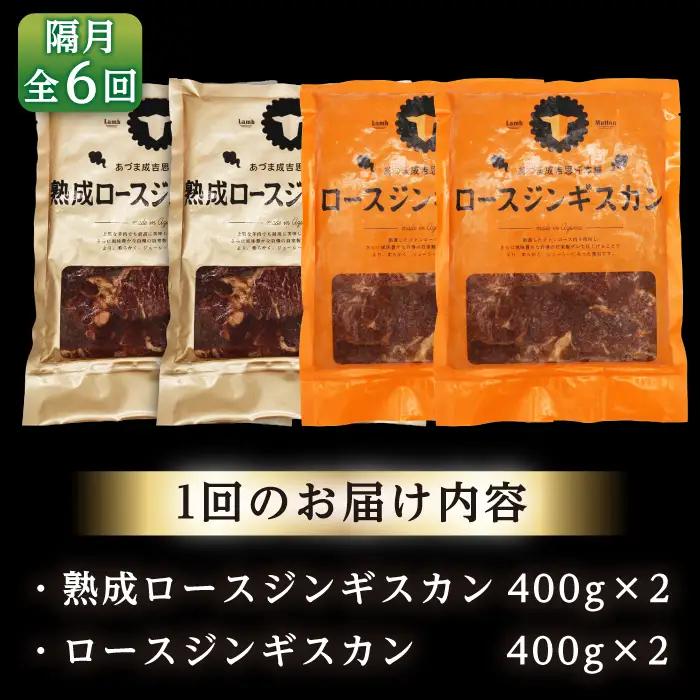 【隔月全6回定期便】ジンギスカン2種 計1.6kg（熟成ロース400gx2・ロース400g×2）【有限会社市原精肉店】1年間 BBQ 焼き肉 ご当地グルメ 北海道 [AXAA016]