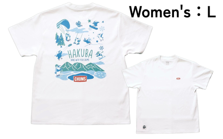 CHUMS Tシャツ バックプリント  ウィメンズ：L /ホワイト