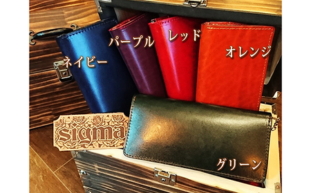 本革ルガトショルダーの2つ折り長財布（真鍮ファスナー） ファッション  グリーン