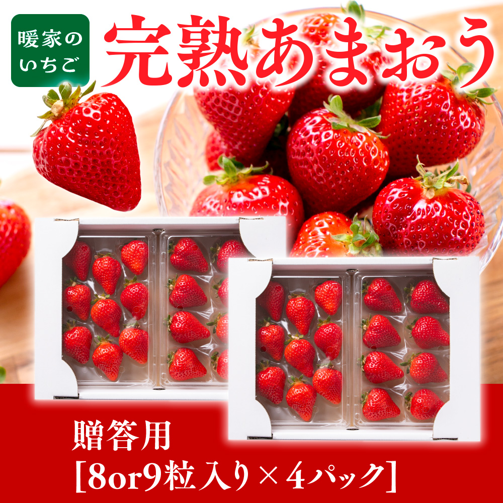 暖家のいちご　完熟あまおう　贈答用4パック　AB002