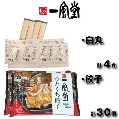 ふるさと納税 新宮町 【一風堂】白丸ラー麦麺4食とひとくち餃子2袋セット【豚骨ラーメン】.ZI394 |  | 01