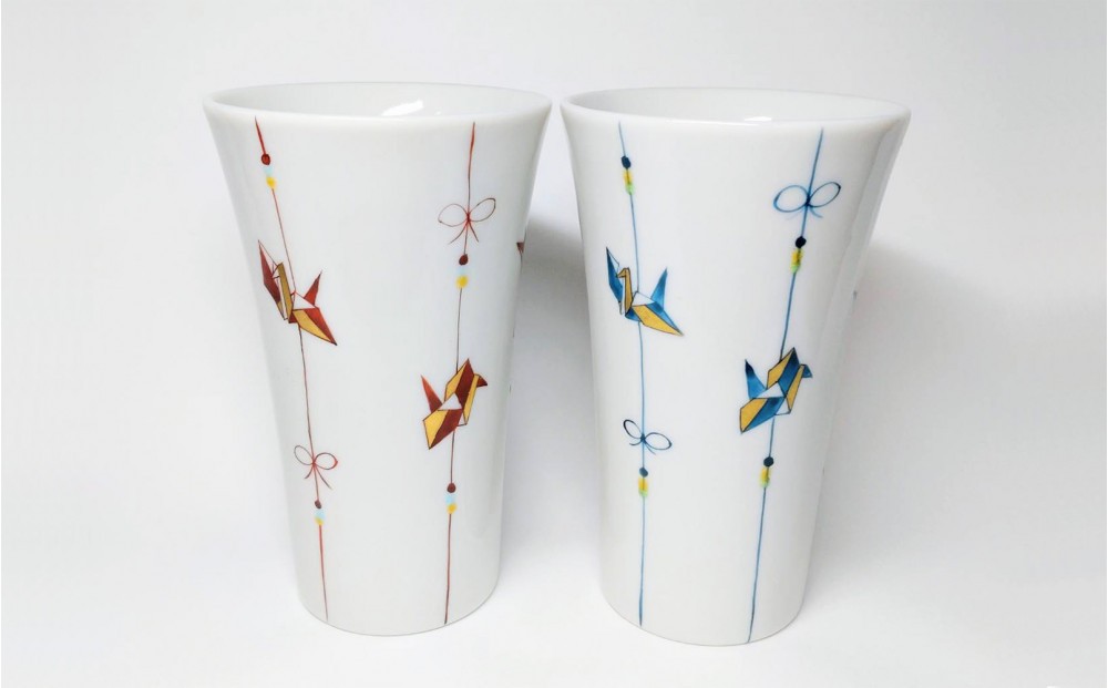 
                  九谷焼　ペアフリーカップ小　折鶴
                