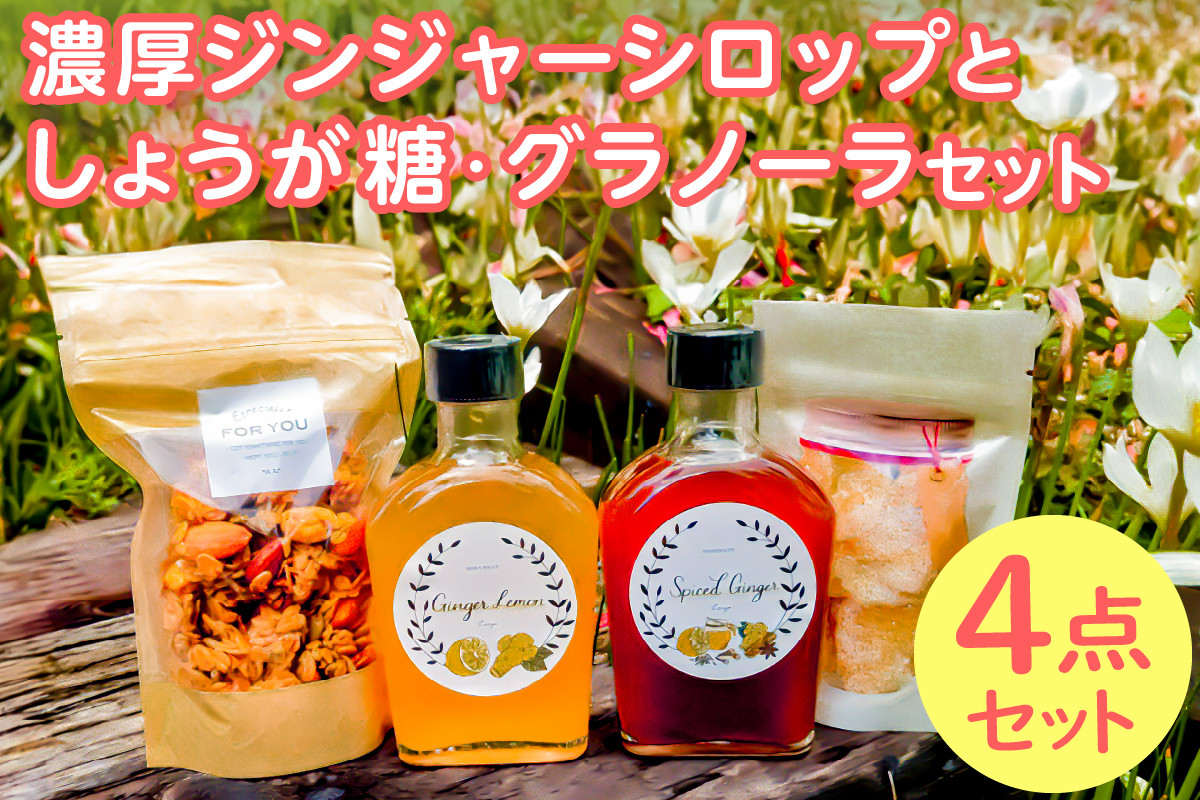 （南房総市産しょうが使用）濃厚ジンジャーシロップとしょうが糖、ハニーナッツグラノーラのセット