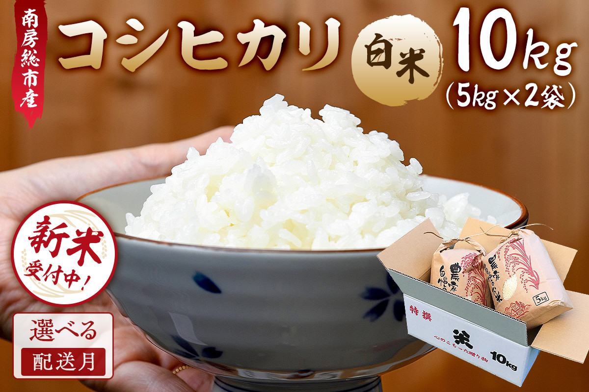 
【配送月が選べる】【新米】南房総市産コシヒカリ10Kg（5kg×2袋）【2024年産】 mi0018-0015
