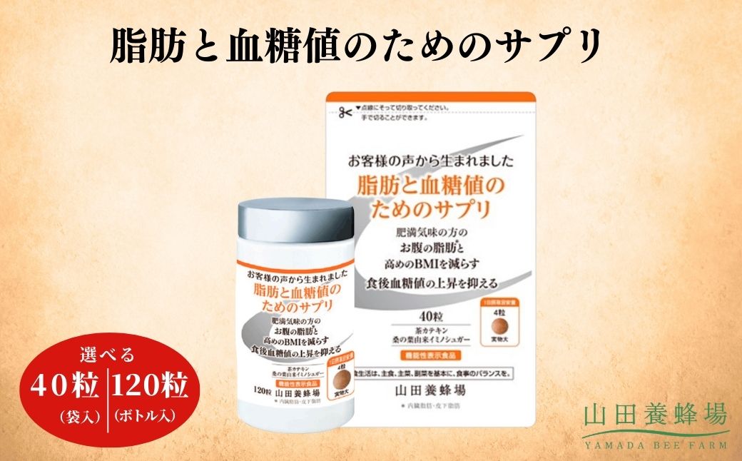 【ふるさと納税】＜選べる内容量＞脂肪と血糖値のためのサプリ〈40粒or120粒〉【006-a147-sku】｜機能性表示食品 サプリ サプリメント 血糖値 脂肪 糖 ケア サポート 岡山県 鏡野町