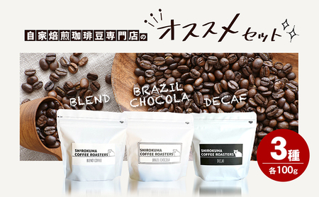 自家焙煎珈琲豆専門店のおすすめ 3種　ほっとコーヒーセット  コーヒー豆 コーヒー粉  中挽きタイプ