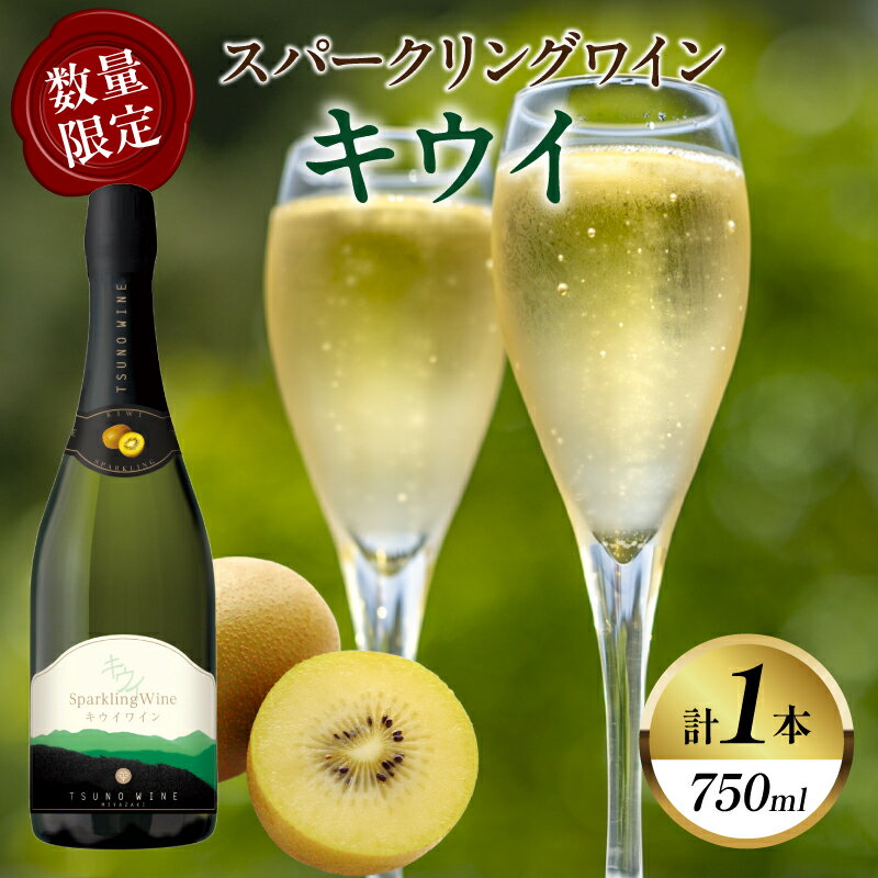 【ふるさと納税】地元産キウイ100％使用！！【数量限定】スパークリングワイン キウイ (計1本) 酒 飲料 アルコール 国産 ぶどう フルーツワイン 甘口 シャンパン デザートワイン ご褒美 パーティー お祝い 記念日 ギフト 贈り物 贈答 プレゼント 宮崎県 都農町 送料無料