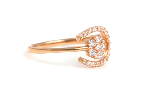 0.3CT ダイヤモンド　馬蹄　桜リング　R3986DI-R　ピンクゴールド【サイズ：9号～15号（0.5号刻み対応可）】