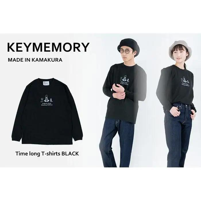 《1》レディースL・メンズS～M　TimeロングTシャツ　BLACK