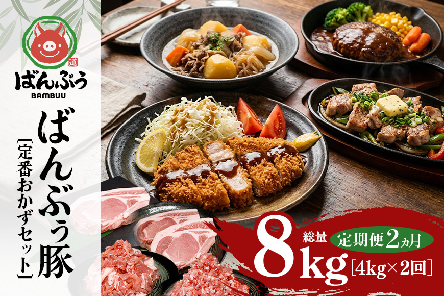 【定期便2ヶ月】ブランド豚「ばんぶぅ」定番おかずセット（計4kg） 定期便 ばんぶぅ 豚肉 リブロース ソテー ロース とんかつ ミンチ 切り落とし 真空パック 定番 おかず トンカツ ひき肉 ソテー用 ぶた肉 ブタ肉 国産 茨城県産 ギフト プレゼント 冷蔵 高級部位 ブランド豚 42-CW