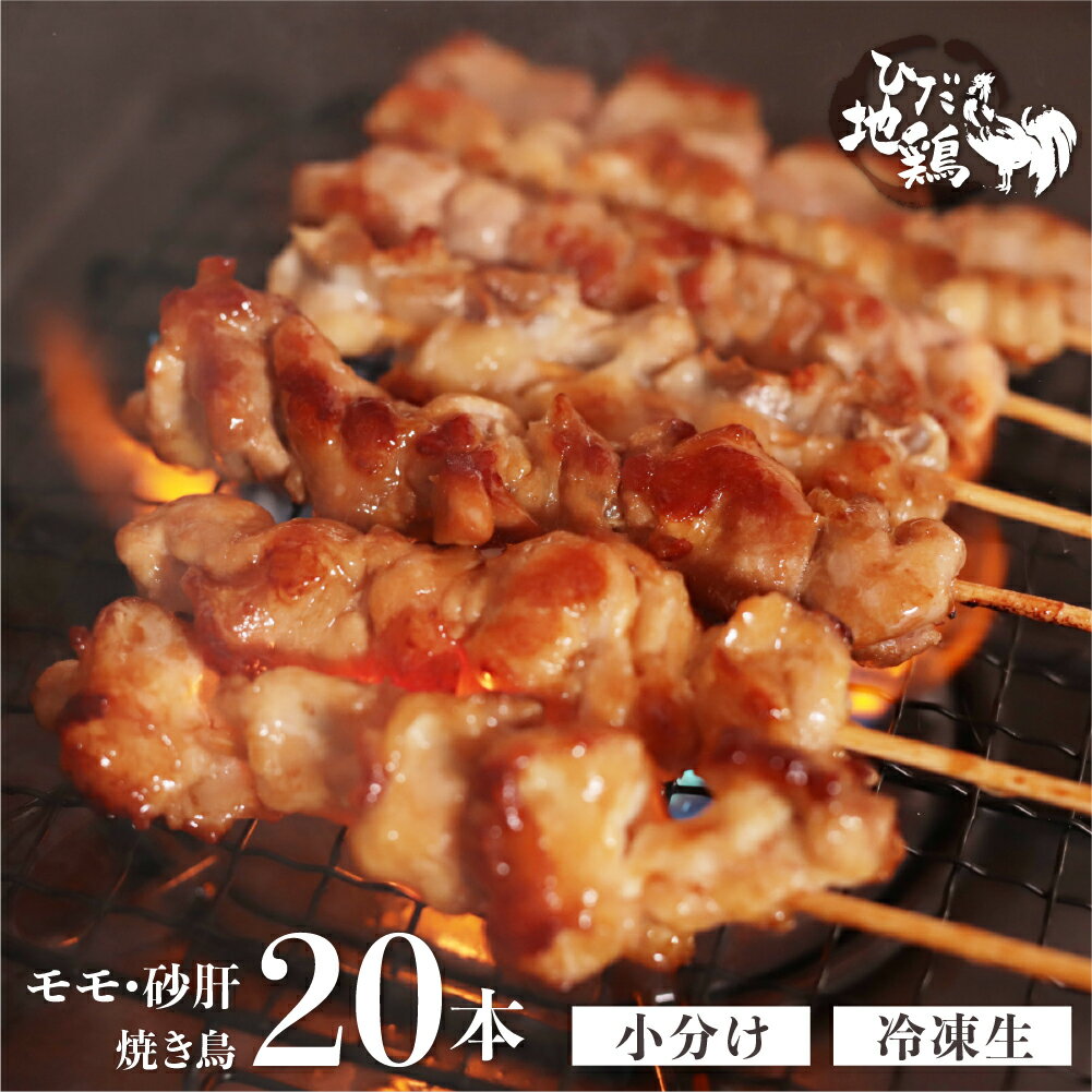 【ふるさと納税】鶏肉 焼き鳥 飛騨地鶏 串 モモ・砂肝セット 20本(10本×2袋) 国産鶏肉 国産 鶏肉 地鶏 やきとり 焼鳥 冷凍 小分け バーベキュー キャンプ アウトドア [Q1944re] 15000円