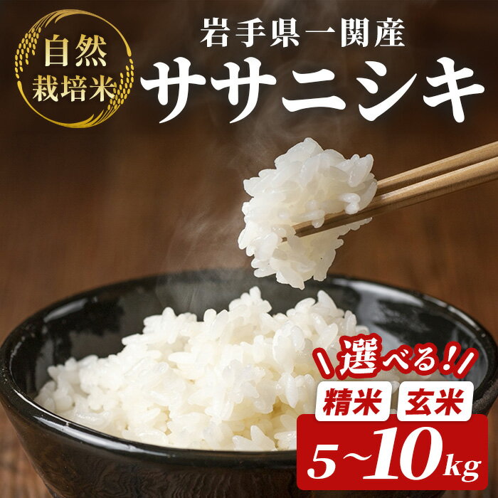 【ふるさと納税】《新米先行予約》令和8年産 自然栽培米 ササニシキ 5kg 10kg 選べる容量 玄米 精米 米 お米 おにぎり お弁当 料理 和食 国産 岩手県 一関市 一関山本農場