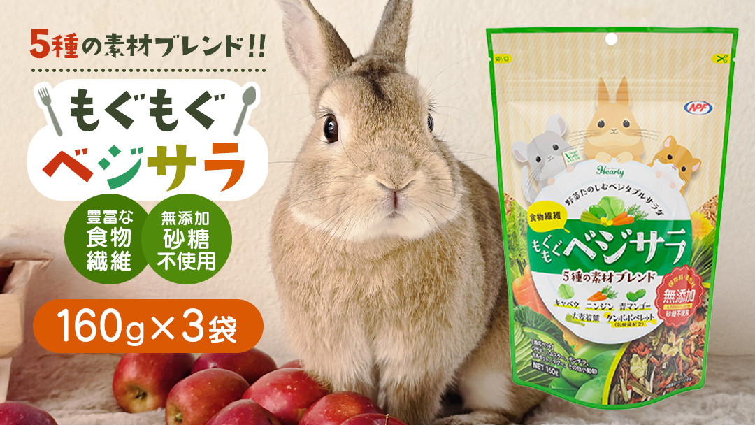 
            ハーティー もぐもぐベジサラ 160g × 3袋 小動物用フード ペットフード おやつ 保存料・着色料無添加 砂糖不使用 乳酸菌（フェカリス菌）配合 [BU028sa]
          