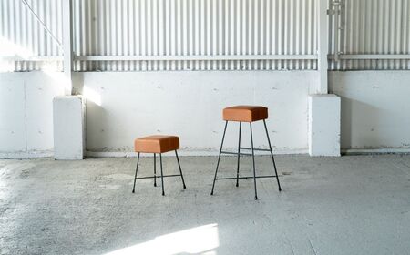 スツール LOAF STOOL BROWN HIGH  鉄と本革のハイスツール