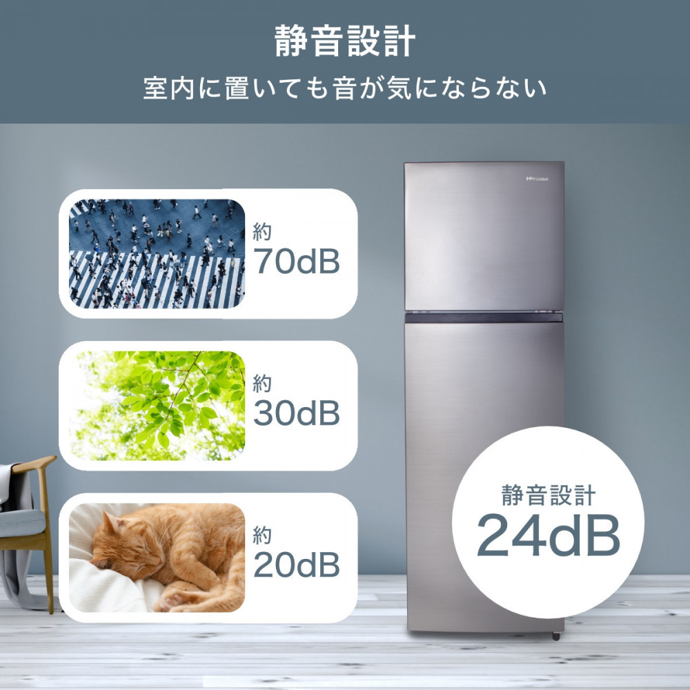 Hisense【標準設置費込み】250L 2ドア ファン式 冷蔵庫 HR-B2501