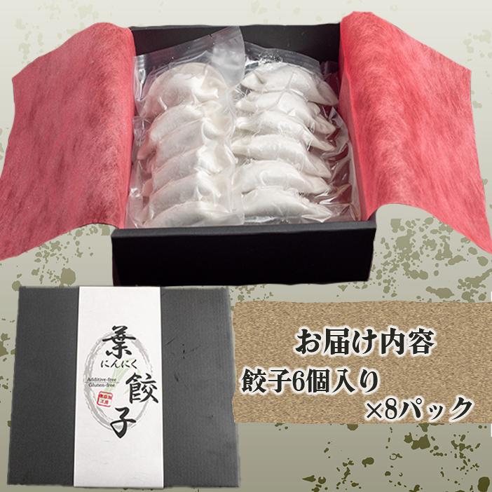 有機葉ニンニクと四万十豚で作った最高級餃子（6個x8パック）完全無添加