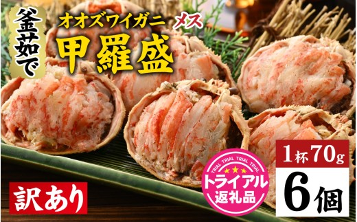 【訳あり】釜茹で 蟹好き集まれ！オオズワイガニ（メス）甲羅盛 6個セット [A-096037] / 甲羅盛り カニ かに 蟹 オオズワイガニ むき身 茹でガニ カニボイル 茹で蟹 ボイル 茹で ズワイガニ 冷凍 かに酢 国産 カニ足 カニ脚 蟹脚 海鮮 楚蟹 蟹味噌 かに味噌