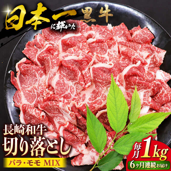 【ふるさと納税】【6回 定期便 】 長崎和牛 切り落とし （バラ・モモMIX）約1kg＜ミート販売黒牛＞ [CBA062] 長崎 西海 牛 和牛 牛肉 肉 切り落とし バラ モモ 料理 使いやすい 便利