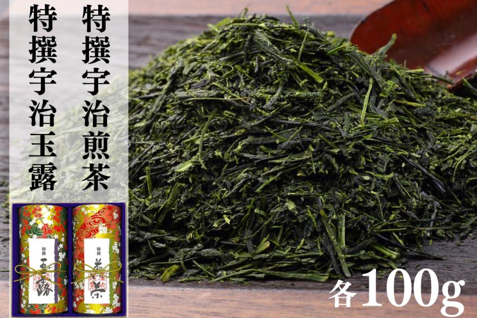 
            宇治茶 特撰玉露・特撰煎茶飲み比べセット 100g×2缶 〈お茶 茶 煎茶 緑茶 玉露 宇治茶 飲み比べ セット お茶缶 茶筒〉S2703
          