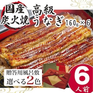 【緑×オリーブ】小松園のうなぎ蒲焼　ふろしき付（160g×6） _AT11