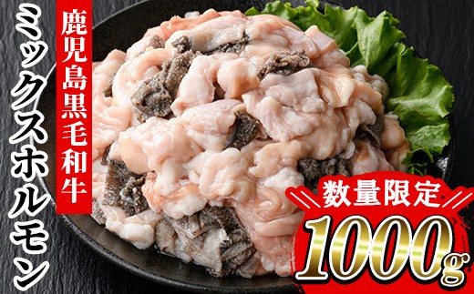 【数量限定】鹿児島県産 黒毛和牛 ミックスホルモン 計1000g（400g×2P＋200g） 冷凍 国産 鹿児島県産 黒毛和牛 モツ もつ鍋 焼肉 に オススメ ホルモンミックス お取り寄せ 冷凍 生冷凍 ホルモンミックス 【L-008H】