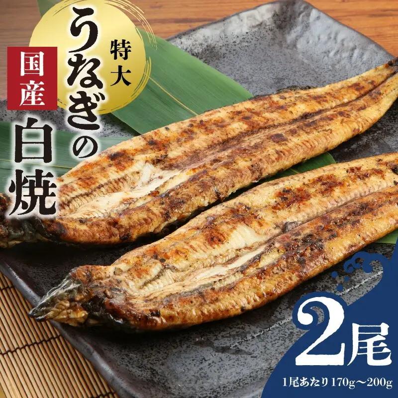 うなぎの白焼 2尾セット（特大サイズ 一尾 170g～200g）_国産 うなぎ 白焼 特大 一尾 170g ～ 200g × 2尾 うなぎ白焼き ひつまぶし 簡単調理 小分け アクセント 柚子胡椒 食品 加工品 魚 魚介類 おかず 惣菜 ご飯のお供 酒の肴 冷凍 パック 樋口商店 福岡県 久留米市 お取り寄せ お取り寄せグルメ 送料無料 〔Cu002〕