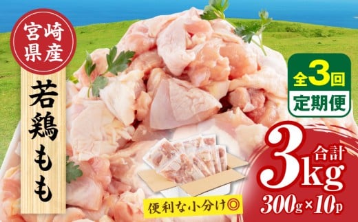 【隔月発送】【3回定期便】宮崎県産 若鶏もも肉 300g×10P 計3kg_M241-T001-3-2