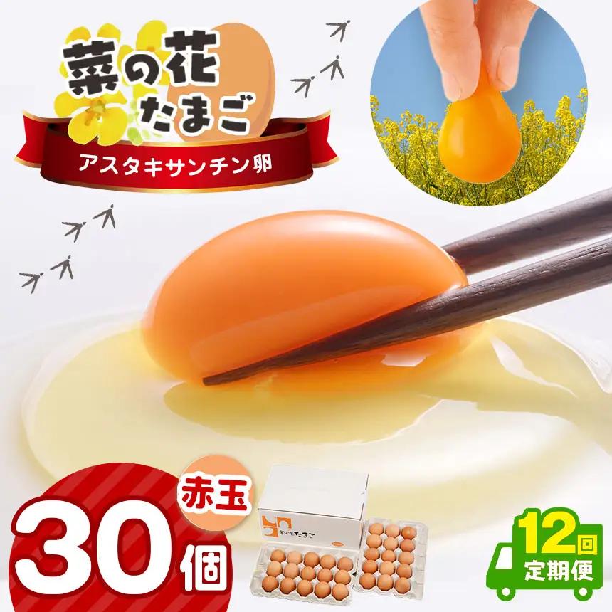 【全12回 定期便】赤玉アスタキサンチン卵 30個｜たまご 玉子 菜の花エッグ 自社農場 定期便 すぐ発送 常温 抗酸化 健康 新鮮 卵かけご飯 ギフト 君津養鶏場直送｜千葉県 君津市