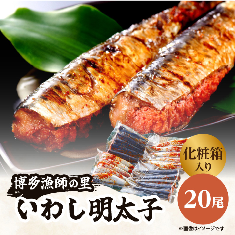 【博多漁師の里】いわし明太子２０尾（５尾×４パック）化粧箱入り 化粧箱入り 国産真いわし使用 鰯 イワシ 旬 魚 めんたいこ ご飯のお供 おつまみ おかず 冷凍 真空パック 便利 簡単調理 美味しい