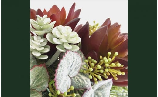 【ギフト用】美流渡の森 アーティフィシャルフラワー・アレンジメント 多肉植物 横長アレンジメント(ブラウン)【12057】