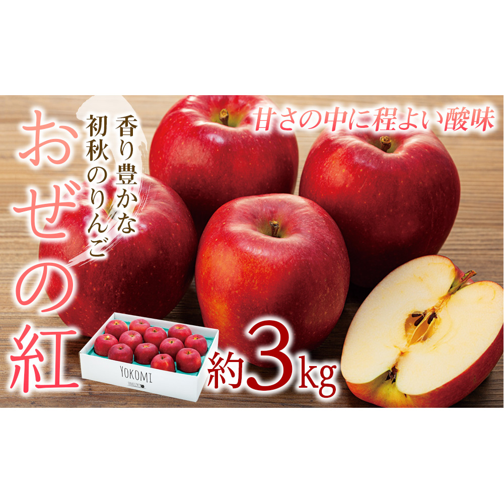 りんご  おぜの紅 3kg 2025年 令和7年度発送分 リンゴ 林檎 長野 フルーツ 果物 果物類 信州産 長野県産 特産 産地直送 おすすめ 旬の果物 旬のフルーツ 初秋のりんご 食後 デザート 食べ物 食品 