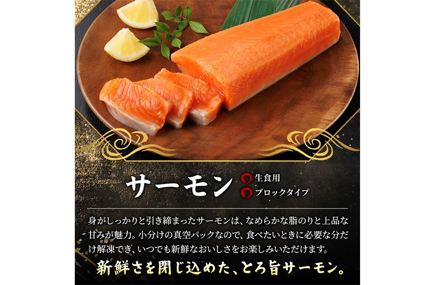生食用 サーモン ブロック(250g×1P) 鮭 小分け 真空 パック 冷凍 刺身 シャケ サケ 魚 魚介 【AW-97】【丸正水産】