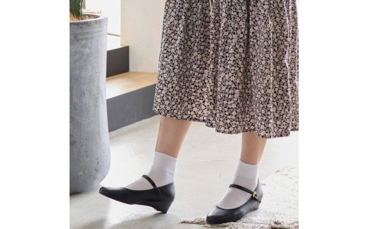 ウェッジストラップパンプス｜ブラック LL(24.5cm) レディース パンプス 3.5cmヒール ウエッジソール 幅広 甲高 外反母趾 ゆったり幅 大人気 靴 お仕事靴