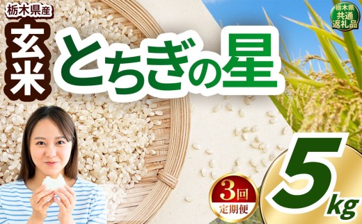 【先行予約】【定期便3回】 令和8年度産 玄米 約5kg とちぎの星 |   米  お米 こめ 玄米 ご飯 ごはん とちぎの星 大粒 限定 ふるさと納税  栃木県 真岡市 送料無料