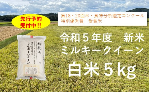 
令和5年産　食味コンテスト受賞者の作るお米シリーズ「ミルキークイーン白米5kg」_【11月から3月発送】_S137
